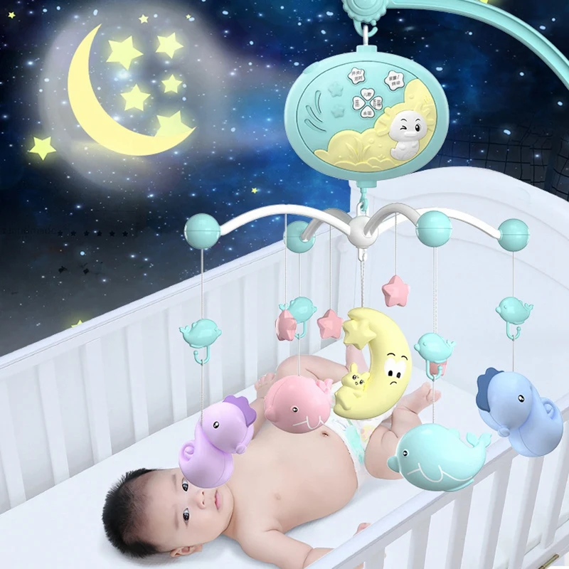 

Baby Crib Mobile Multifunctional Music Crib Rattle Music Box Night Light Remote Control Newborn Sleeping Bed Toy