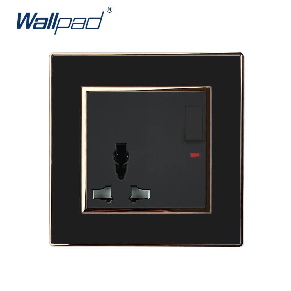 Black Gold 3 Pin многофункциональная розетка с выключателем светодиодный индикатор переключатель Wallpad люксовый настенный Электрический Мощность выход зеркальный акриловый чехол-Панель Tomada - Цвет: Black Gold