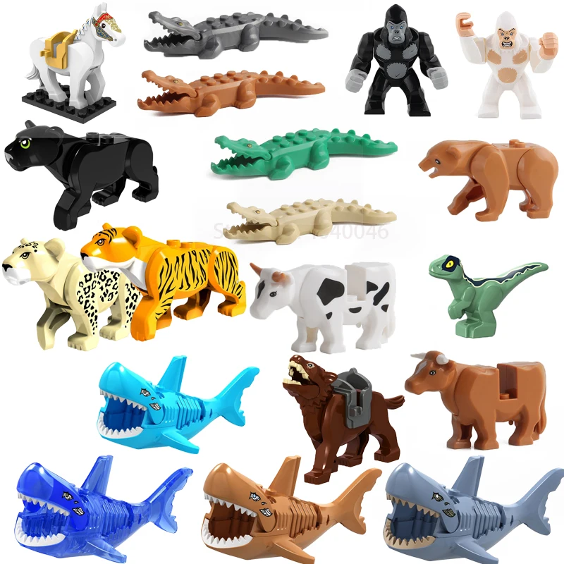 Животные зоопарк тигр Акула медведь маленький дионсаор модель игрушки для детей