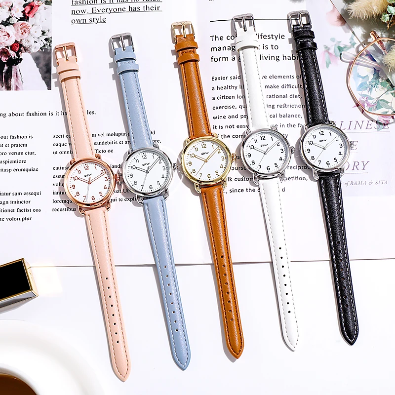 

Easy Reader Women Watches Leather Strap 3ATM Waterproof Luminous Hands Elegant Simple Dial
