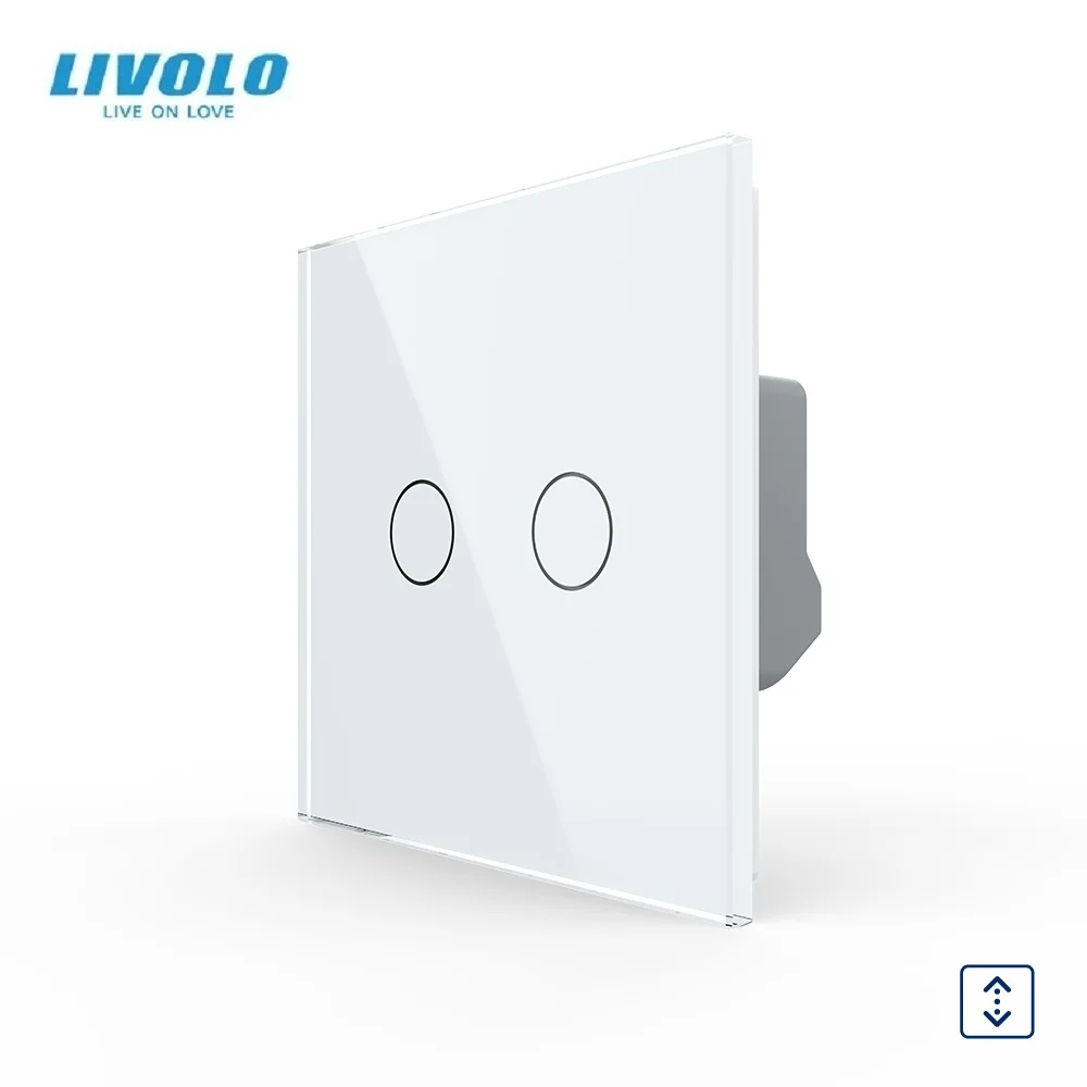 

2021 Livolo EU Standard,VL-C702W-11,2 Gangs 1 Way Luxury Crystal Glass Panel glass curtain switch smart touch wall switch
