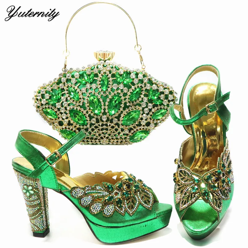 Новый итальянский комплект стразы серебро Цвет из обуви и сумки 2021 Лидер продаж в