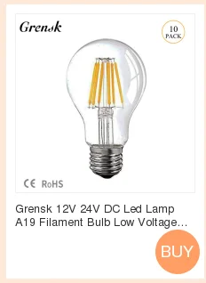Grensk 12V 24V DC Светодиодная лампа A19 лампой накаливания низкая Напряжение 6 Вт Эдисон лампы дневного света белый 4500 к теплый белый 2700K E26 E27 Led