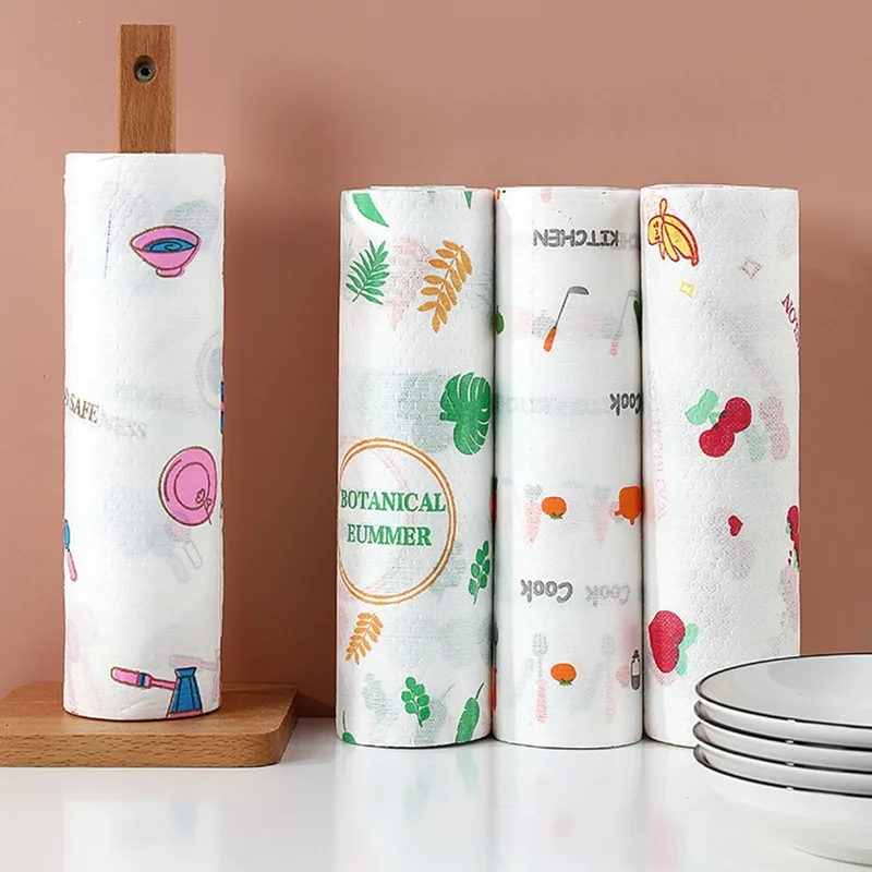

Non-woven Fabric Kitchen Paper Roll Oil Absorbent Washable Dish Cloth Home Kitchen Gadgets Accessories