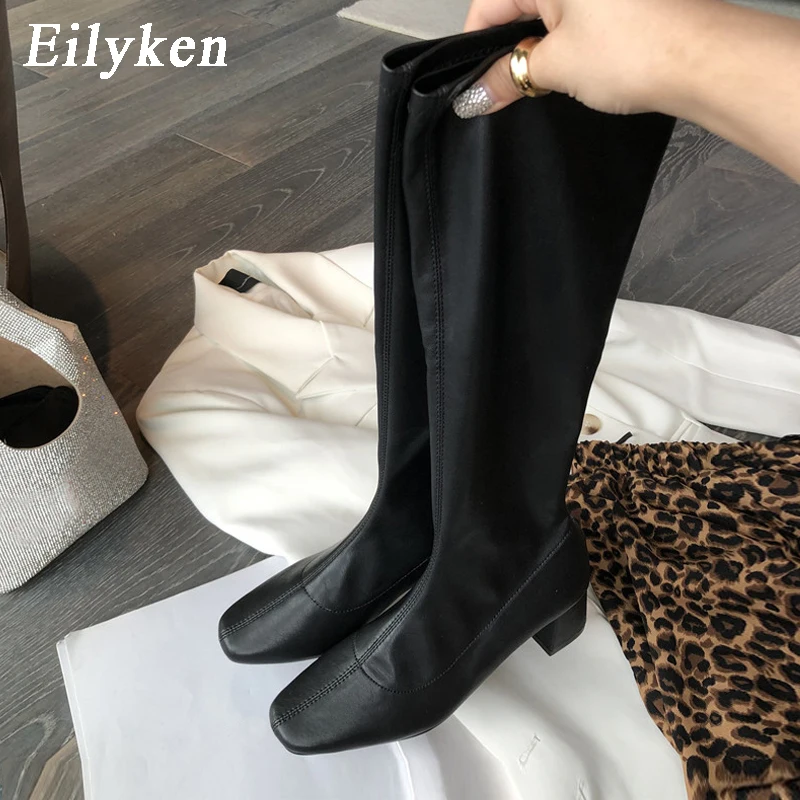 Eilyken зимние эластичные сапоги выше колена женские сексуальные тонкие на низком