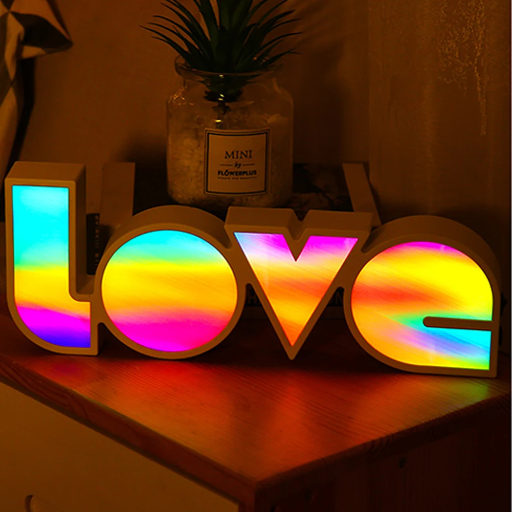 

Красочное украшение прикроватная настольная лампа на батарейках питание от USB Радужный любовь светодиодный ночник подарок для матери декоративсветильник льник s