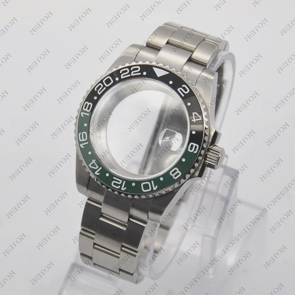 Фото NEITON 40 мм черный корпус с PVD-покрытием, сапфировое стекло, черный, подходит для ETA2836 NH35/36 Mingzhu DG2813/5833 Miyota 8215/8205, прозрачное стекло сзади №2
