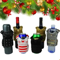 tactical beer vest military molle vest mini miniature wine bottle cover vest beverage cooler with adjustable shoulder strap