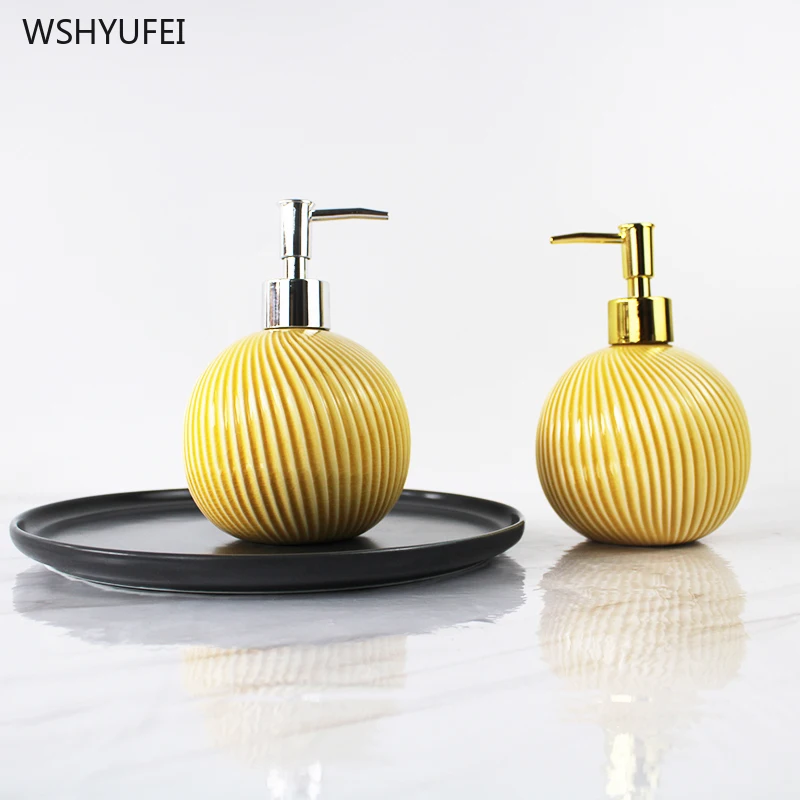 Креативная сферическая тиснением керамическая бутылка для мыла рук лосьон в