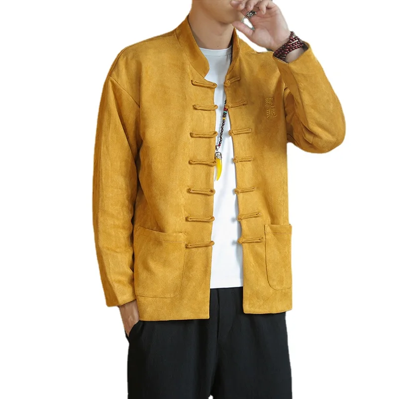 

2021 New Chinese Retro Style Men Jacket Loose and Comfortable Stand-up Collar Mens Casual Coats Size S-5XL