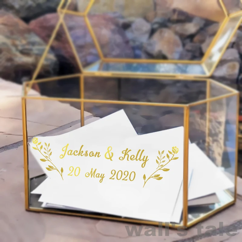 Wedding Cards and Gifts Box Vinyl Sticker Personalized Names Date Decals Custom Stickers For Boxs Art Decoration | Дом и сад