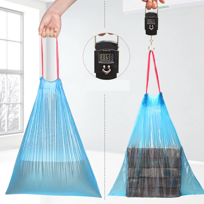 

1 Roll (19pcs) Disposable Large Garbage Bag Durable Plastic Home Kitchen Cleaning Tools Drawstring Trash Bags Rubbish Bag
