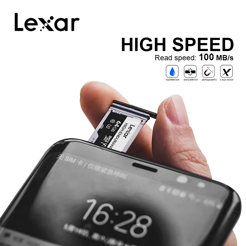 Карта памяти Lexar Micro SD высокая прочность макс. 100 МБ/с./с 32 ГБ SDHC V10 64 SDXC V30 C10