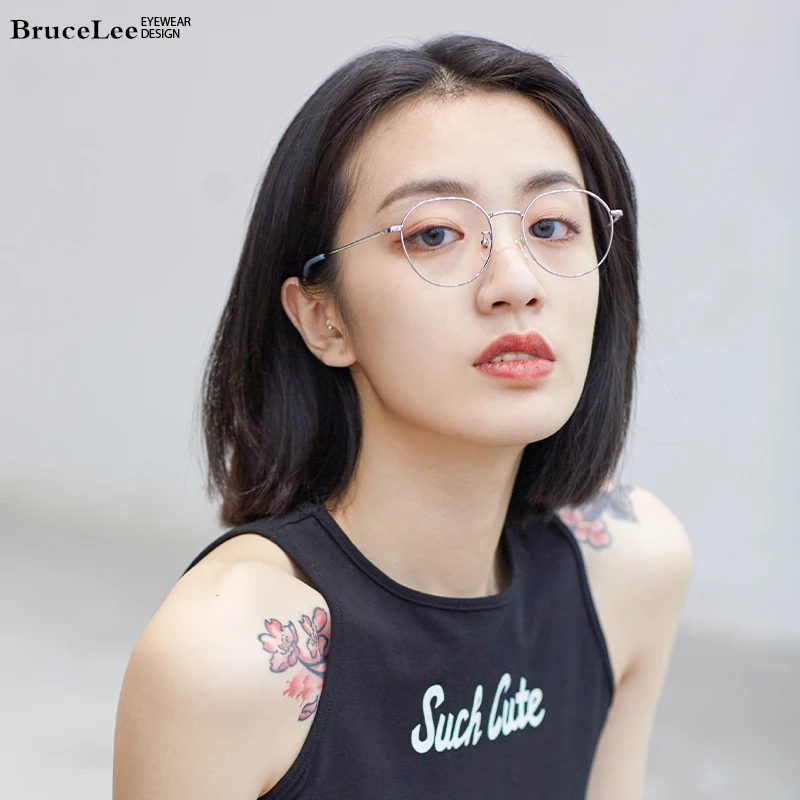 

Titanium Round Eyeglass Women Computer Anti Radiation Glasses Prescription Eye Frames Men Thin Optics Eyewear