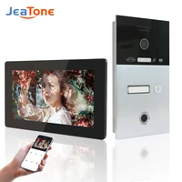jeatone wifi video intercom system wireless video door phone with fingerprint unlcok ic card motion detection for apartment