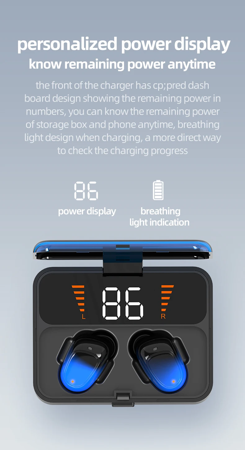 ES01 TWS светодиодный Bluetooth наушники V5.0 Touch беспроводные наушники 9D стерео спортивные водонепроницаемые гарнитура с микрофоном