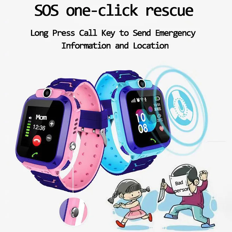 q12b childrens smart watch phone waterproof lbs smartwatch kids positioning call 2g sim card remote locator watch boys girls free global shipping