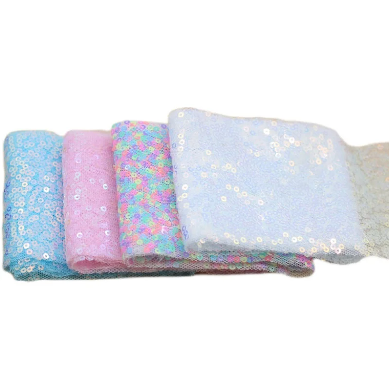 80 мм блестящая Тюлевая лента с блестками пайетки вышитая сетчатая волнистая