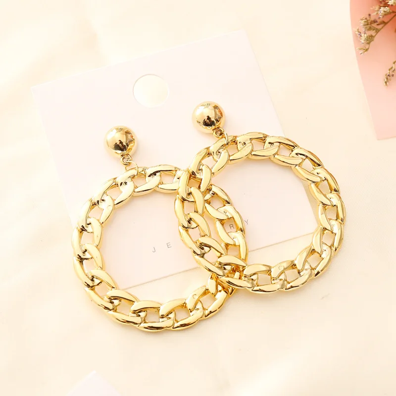 

HANGZHI 2021NEW Gold exaggerated geometric thick chain bracelet female personality nightclub tide bracelet necklace