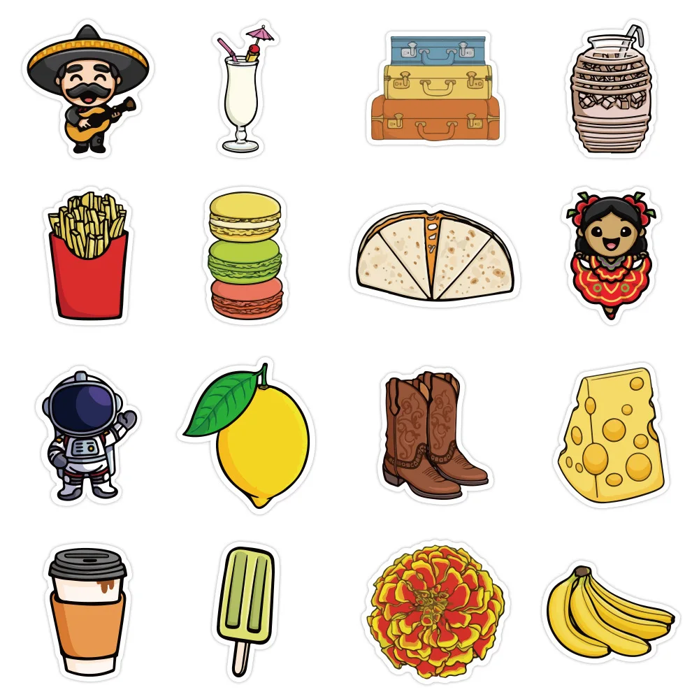 

50 Sheets/Pack Of Korean Cute Smiley Face Stickers Water Cup Helmet Notebook Cartoon Food Snacks Non-Infringement Stickers