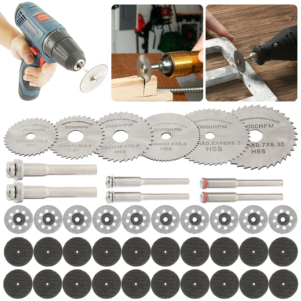 

42 Pcs HSS Circular Saw Blade Set Resin Cut-Off Wheels Disc Diamond Cutting Blade Metal Cutter Power Tool For Dremel Drill