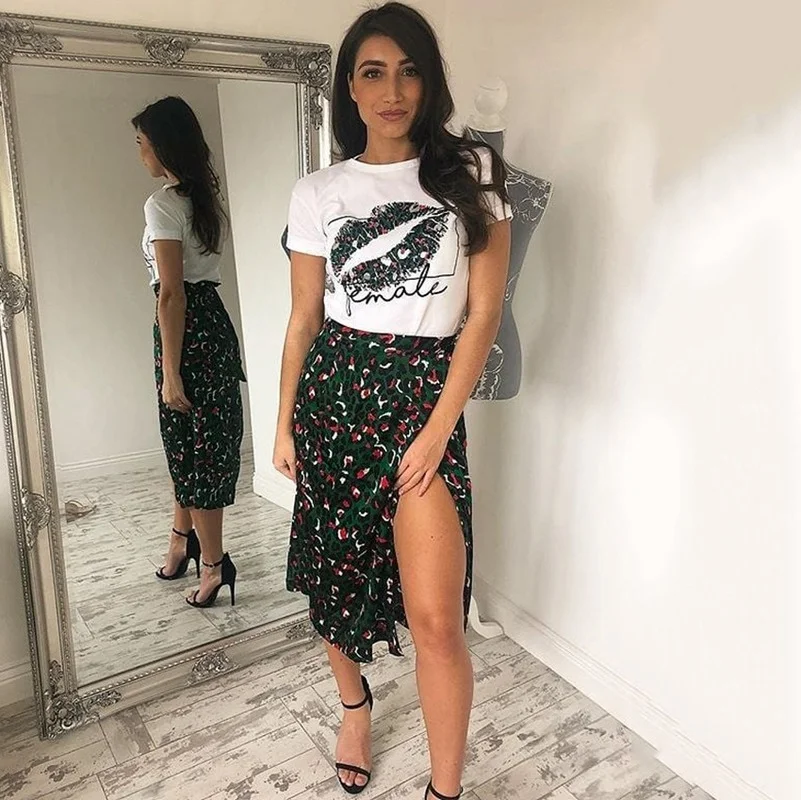 

2021 High Waist Bandage Print Floral A-line Skirts Women Summer Patchwork All Match Slim Temperament Female Skirt Casual Boho