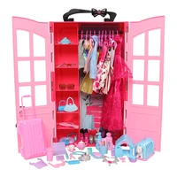 birthday christmas gift doll house furniture 108 items1 wardrobe 107 accessories shoes nacklace dress clothes for barbie