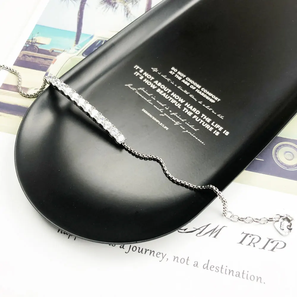 Звено цепи браслеты из стерлингового серебра 925 пробы розовое золото