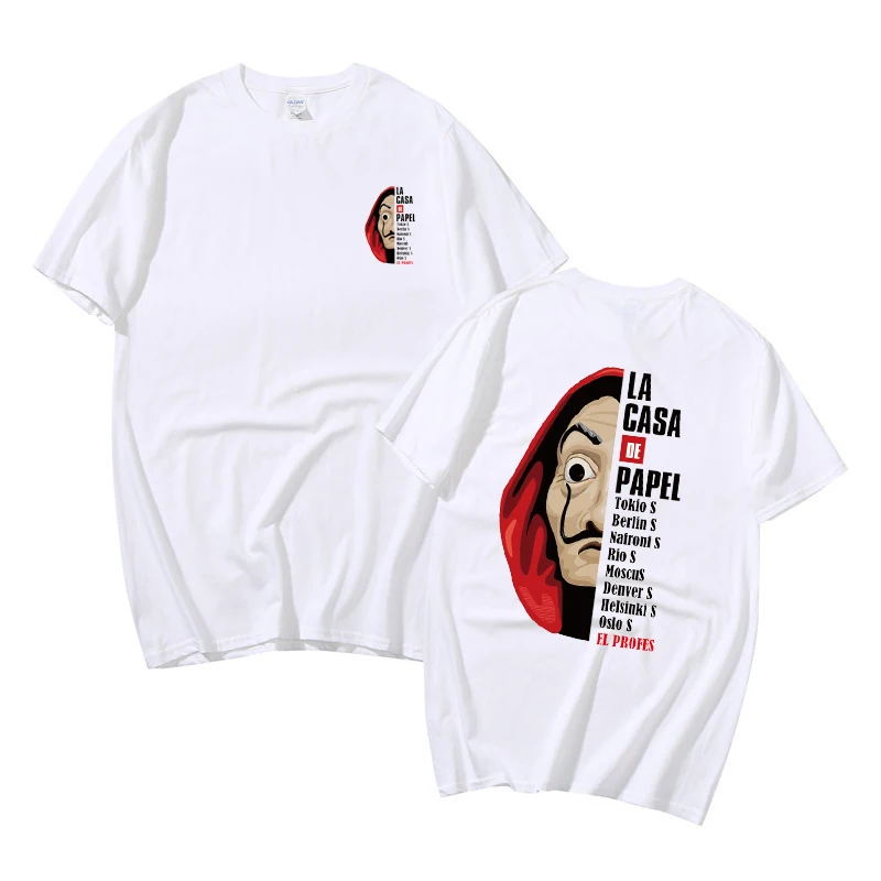 Футболка с короткими рукавами для мужчин брендовая одежда принтом Дом Paper Money Heist
