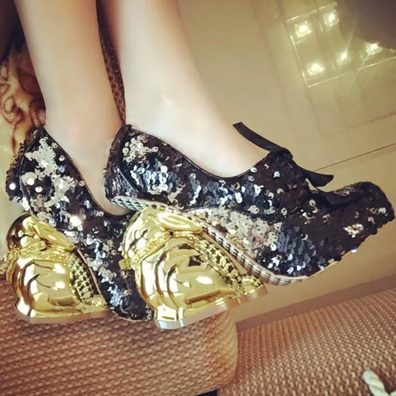 Новинка 2022 новинка туфли-лодочки с золотым кроличьим каблуком женские