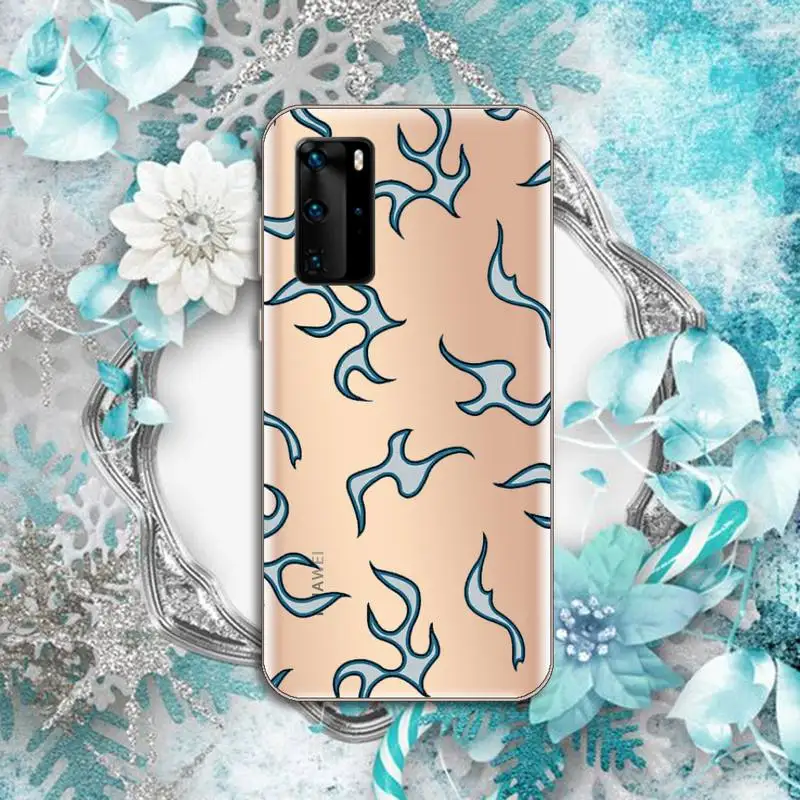 

Fashion Flame Fire Phone Case Transparent for huawei honor P 40 30 20 lite Pro 10 i 8 9 x p smart 2019