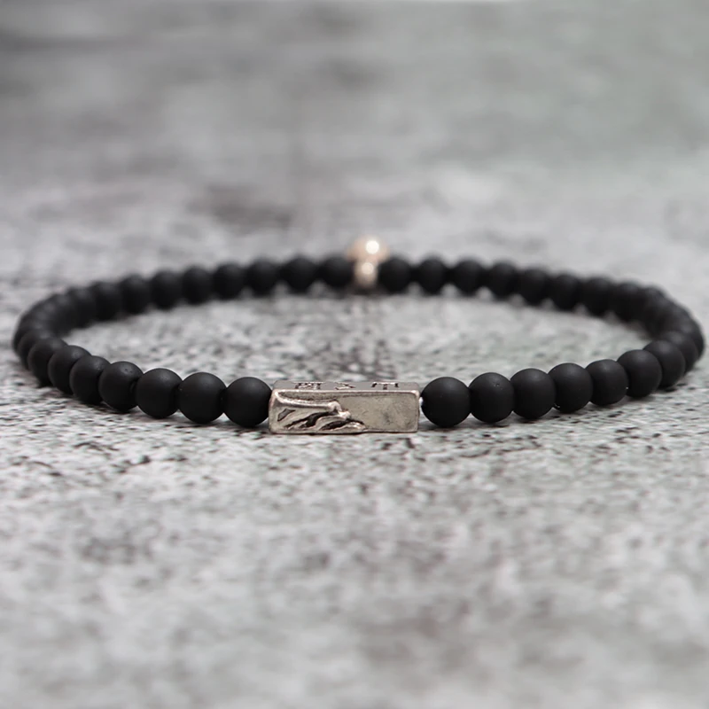 2 шт./в комплекте 4 мм черный оникс браслет для пар ручной работы горный Морской