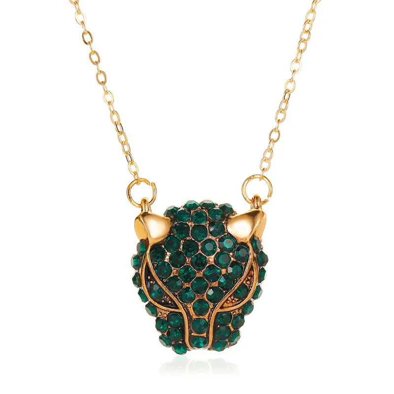 Подвеска &quotПантера&quot ожерелье красные синие зеленые стразы животное Гепард