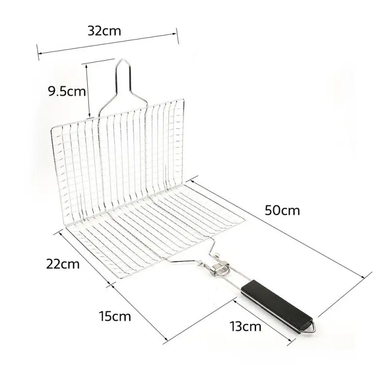 

Stainless Steel BBQ Net Fish Meat Hamburg Net Barbecue Nets Grill Mesh Wire Clamp For Outdoor Camping Picnic BBQ Accessories HWC