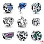 Новая голубая звезда Глобус сверкающие Сердце Клевер Бисера fit оригинальный, соответственные Европейской Пандоре обаятельные Серебро 925 браслет для женщин ювелирные изделия аксессуары C035