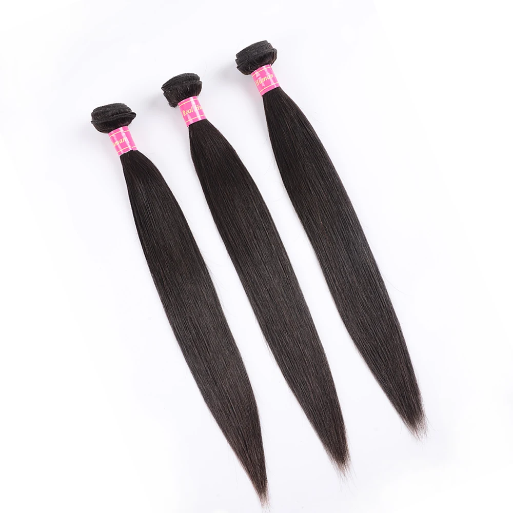 Прямые пучки волос с закрытием перуанские человеческих не Remy волосы ткет|3/4 пучка