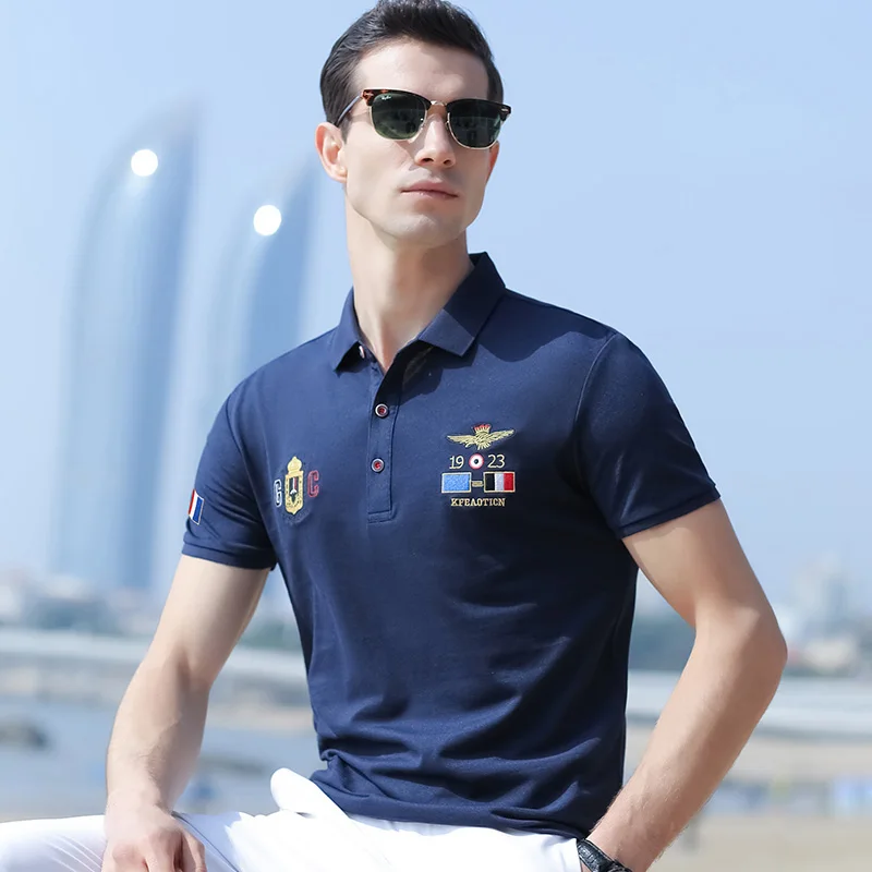 Мужская хлопковая футболка с короткими рукавами Повседневная Деловая Модная