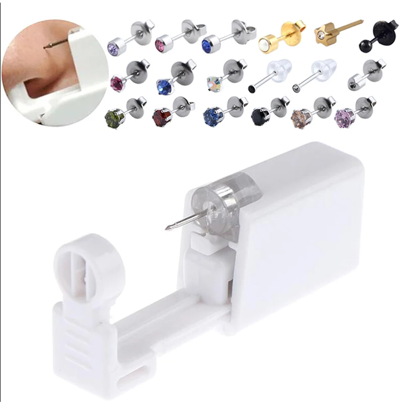 

1PC Disposable No Pain Safe Sterile Ear Stud Piercing Gun Kit Nose Stud Piercing Tool Kit Build In Steel Stud Earring Star