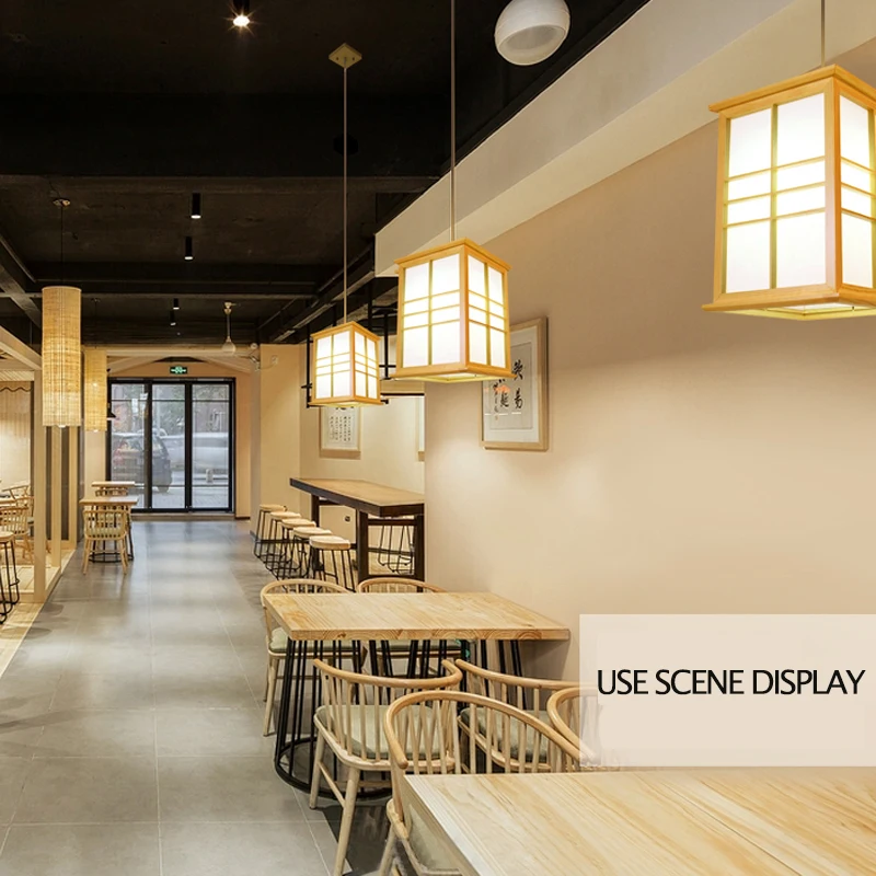 

Home LED Solid Wood Japanese Style And Tatami Restaurant Sheepskin Korean Simple Log Bedroom Chandelier