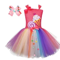 girls lollipop tutu dress kids ice cream rainbow birthday party tulle dresses set girl candy tutu costume 1 12y