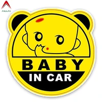 aliauto interesting car sticker warning sign baby on board cartoon graphic little bear shape decoration decals vinyl13cm13cm