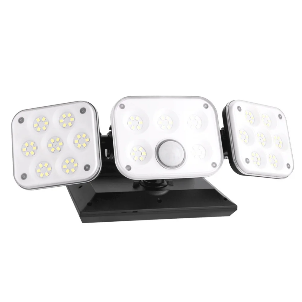 

New 114 LED Outdoor Solar Garden Light Waterproof Plum Blossom Three Head Light Human Body Sensor Wall Light