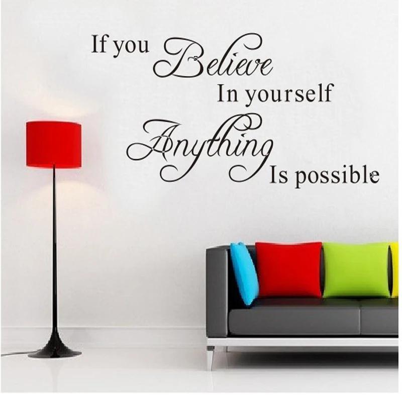 

If you believe in yourself anything is possible inspirational quotes wall decals decorative stickers vinyl art home decor 8037