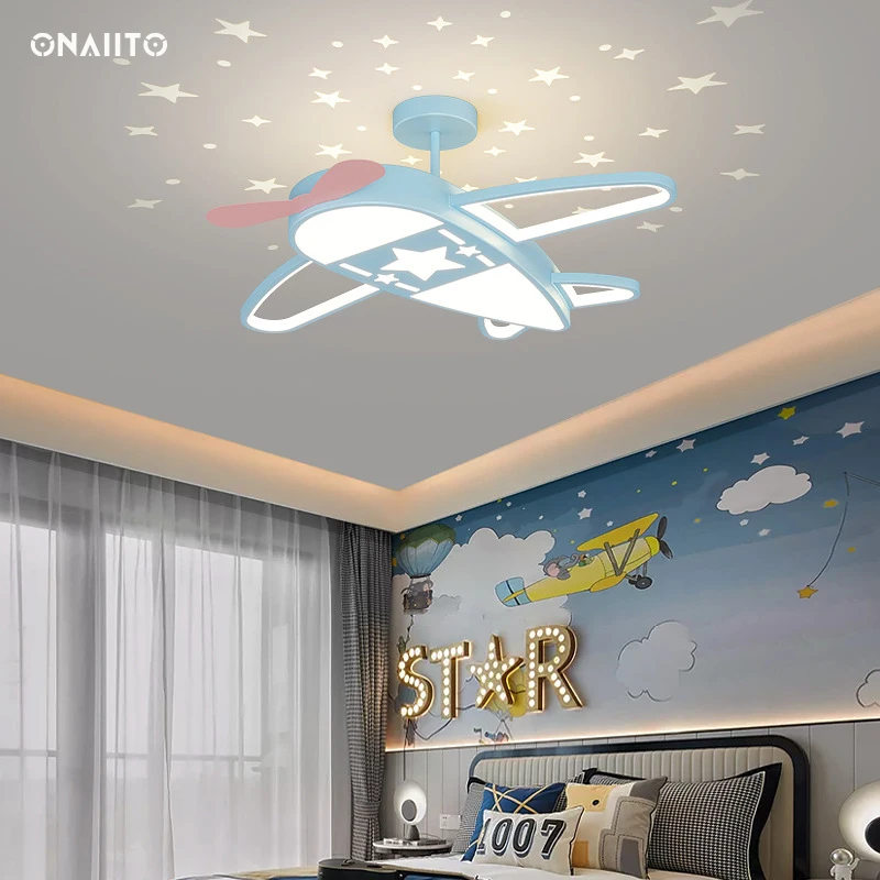 

Airplane Lamp Starry Sky Projection Ceiling Lights For Children's Girl LED Ceiling Light Child Room Bedroom Smart Lamp 220V Home
