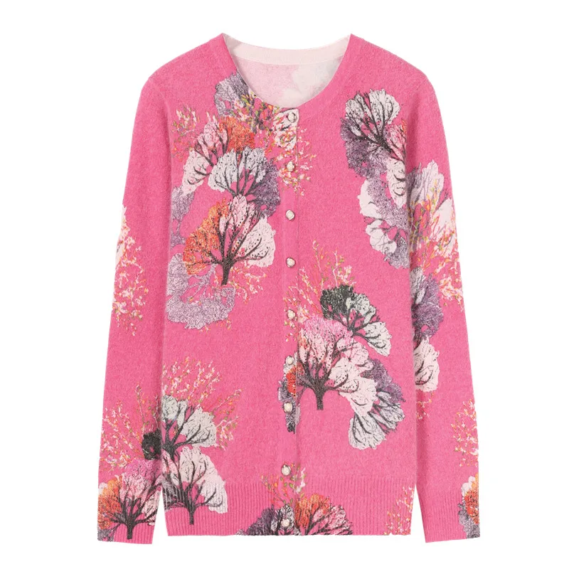Кардиган XJXKS с изысканным принтом женский свитер новинка зимы 2019 однобортный