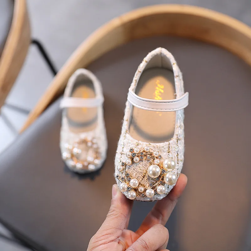 

Kids Shoes for Girl Flat Casual Princess Shoes Plaid Pearl Girl Dress Shoes Baby Girl Shoes Toddler Sneakers SHS080