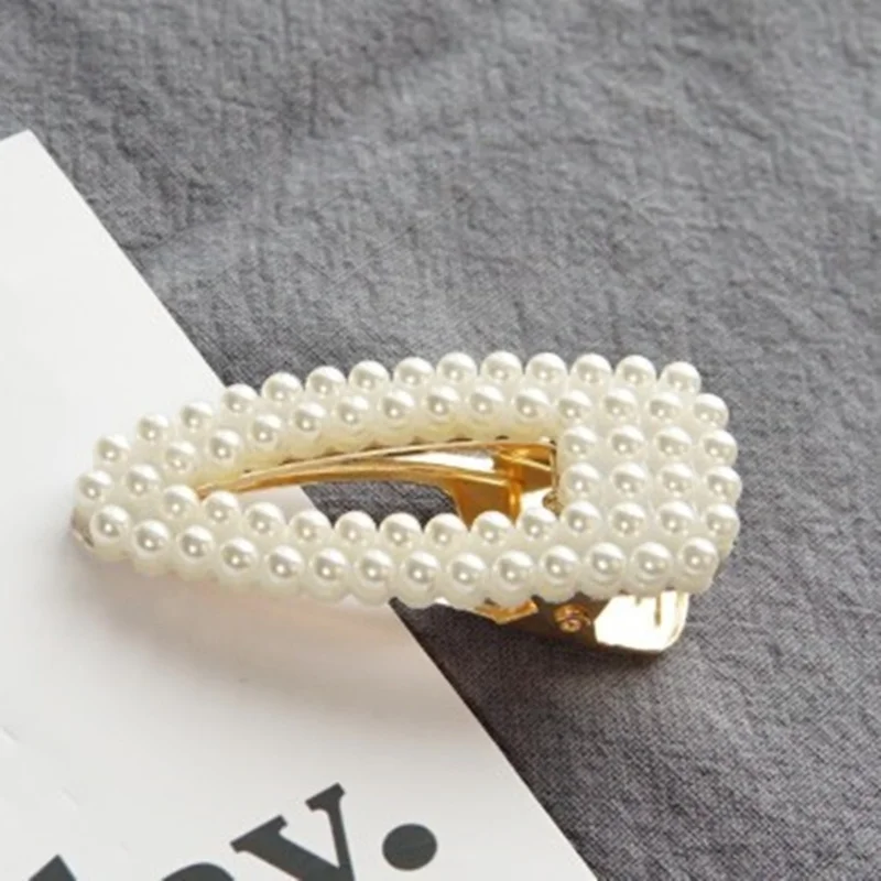 

Fashion Women Pearl Hair Clips Alloy Lady Girls Hair Barrettes Styling Accessories Geometric Hairpin Headwear