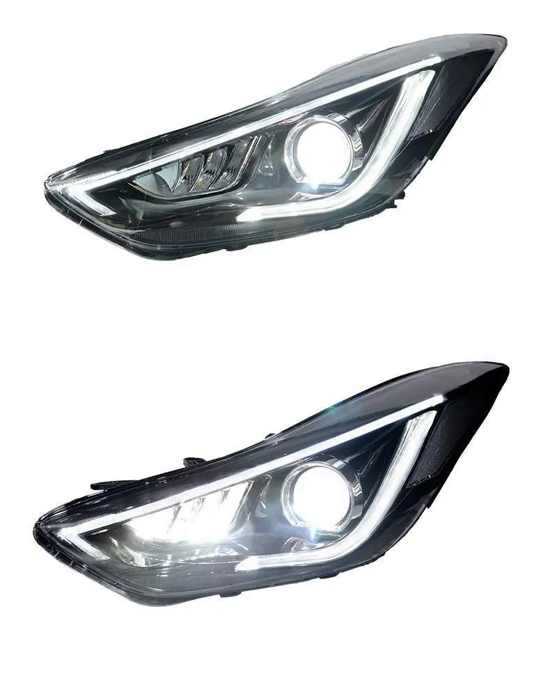Drl Automovil автозапчасти Cob Стайлинг светодиодные дневные ходовые боковые поворотники фары автомобильные фары в сборе для hyundai Elantra