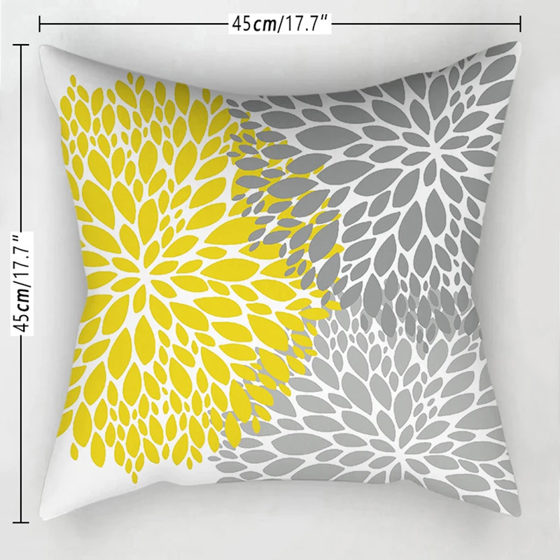 

New Hot Geometric Yellow Pillowcase Decorative Cushion For Sofa DIY Printed Pillow Chair Car Cushion Christmas Home Decoration