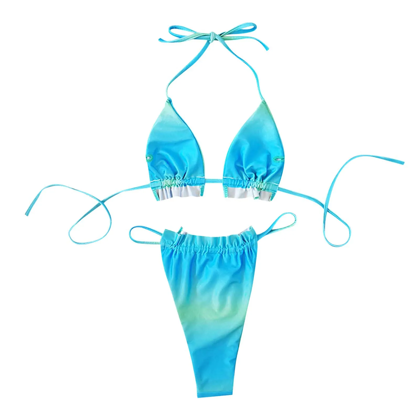 

New Sexy Bikini 2021 Solid Swimsuit Women Gradient Print Push Up Bandage Bikinis Swimsuit Female Beachwear Swimwear